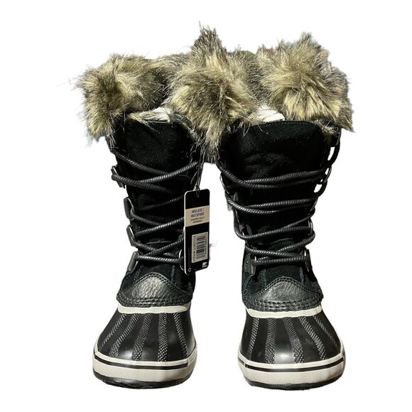 SOREL Joan of Arctic Snow Boots 6 Black Suede Leather Mid Calf Faux Fur - Picture 3 of 12